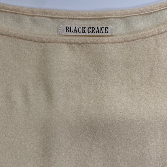Black Crane Long Sleeve Slit Top Cream Small - Picture 6 of 14
